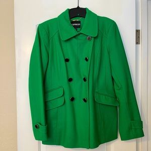 Stunning Green Pea Coat with Gold Accents by Express - Size M